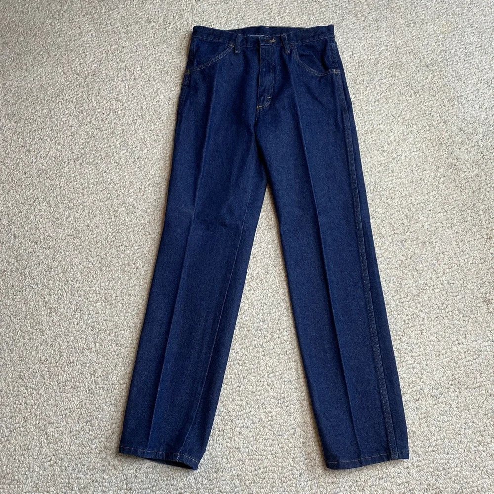 Rustler Straight Leg Jeans Mens 31x32 Dark Wash Indigo Denim Cowboy Work Teacher